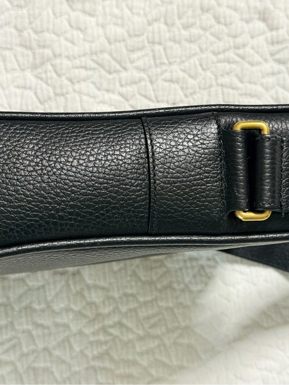 Gucci Black Leather Messenger Bag with Green-Red Web Stripe